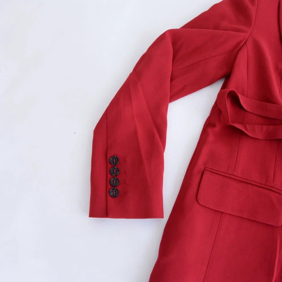 Marc Cain Red Single Button Blazer w Belt Tie Size 2 NWT - Picture 9 of 15